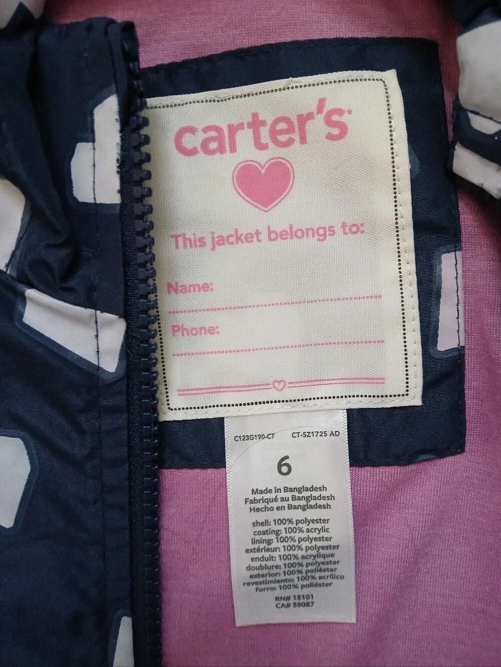 Carter's Toddler Heart Color Changing Rain Jacket.